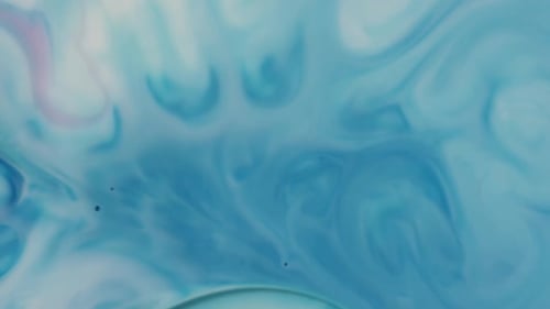 Swirling Liquid Art in Pastel Blue and White