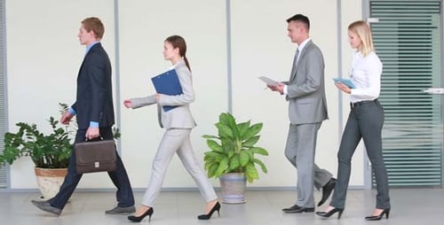 Business Professionals Walking Together in an Office