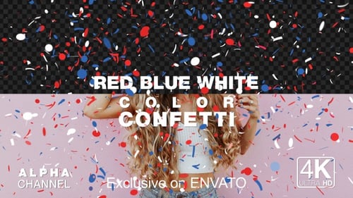 Red White Blue Confetti Falling Overlay for Celebrations