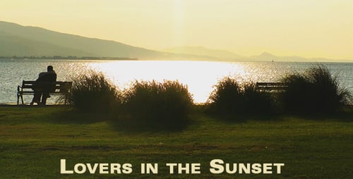 Romantic Couple Silhouette on Beach at Golden Hour