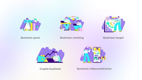 Flat Design Business Illustrations for Corporate Growth and Technology