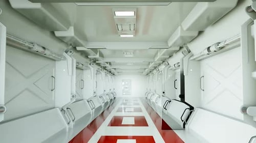Flying Through a Futuristic White Space Corridor