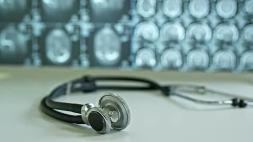 Stethoscope Close Up with Blurred Medical Background