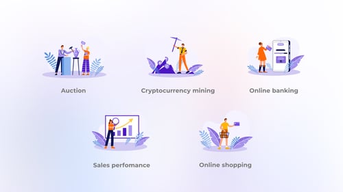 Online Business and Digital Commerce Flat Animated Concepts