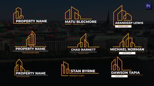 Modern Real Estate Lower Thirds with Animated Line Art Icons