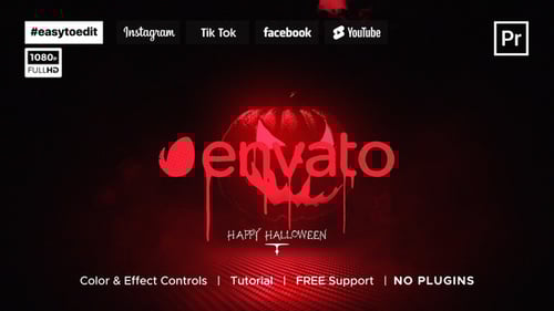 Spooky Halloween Pumpkin Logo Reveal Cinematic Intro