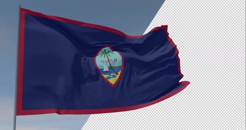 Realistic Guam National Flag Waving with Alpha