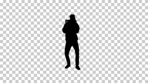 Silhouette, style Hip-Hop, homme à capuche rouge dansant, Alpha Channel