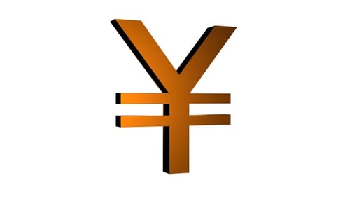 Rotating 3D Yen Currency Symbol Loop