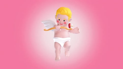 3D Cupid Character With Exploding Hearts Animation