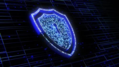 Futuristic Digital Security Shield Icon Animation