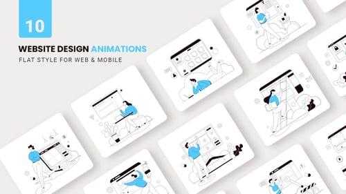 Website Design and Development Flat Style Animations