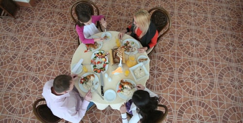 Family Meal Together at Table From Above