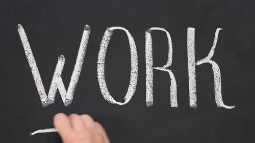 Hand Underlining Word Work on Blackboard, Human Resource, Business Development