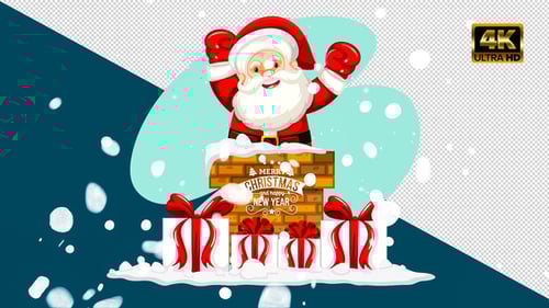 Cartoon Santa Claus Merry Christmas And New Year Animation