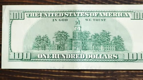 Macro shot of a 100 dollar