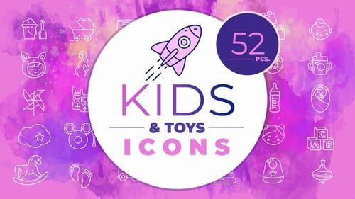 Kids & Toys Line Icons