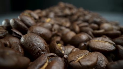 Close Up of Dark Roasted Coffee Beans