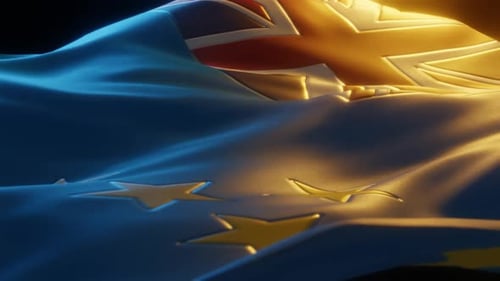 Realistic Waving European Union and United Kingdom Flags