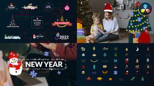 Festive Christmas and New Year Animated Titles with Cute Icons