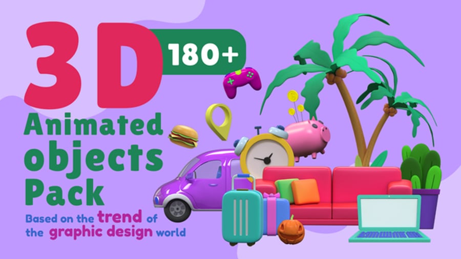 Stylized 3D Object Pack for Motion Graphics, Elements ft. 3d & animated ...