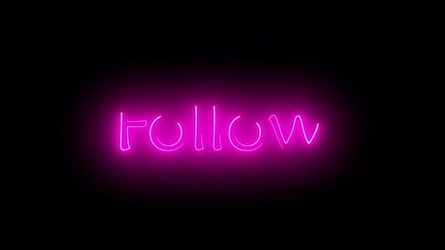 Glowing pink color follow text. Follow text glowing animation. A 123