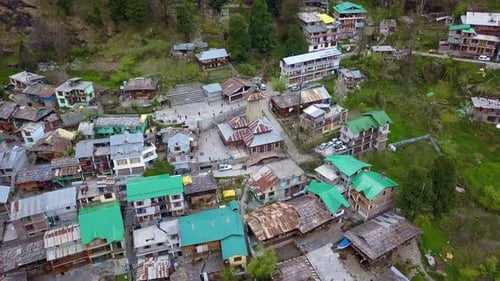 Aerial View Of Manu Temple A Historical Hindu Temple In Serene Landscape Of Old Manali In Manali
