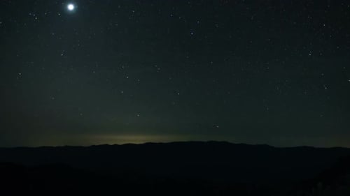 Starry Night Sky Over Mountain Range