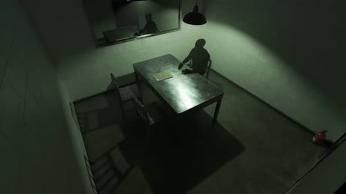 Dark Interrogation Room Animation with Silhouetted Figure