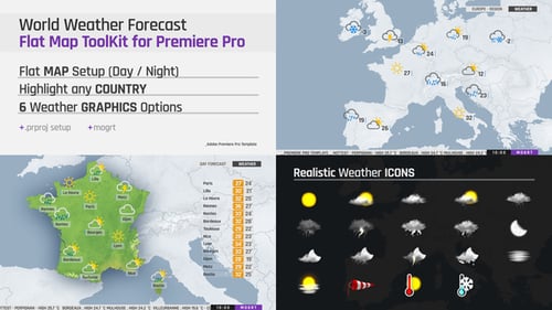 World Weather Forecast - Flat Map ToolKit for Premiere Pro