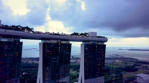 Marina Bay and Garden By the Bay Aerial View in Singapore