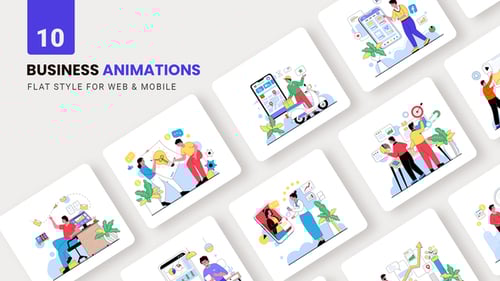 Animated Flat Design Business Concepts for Digital Marketing