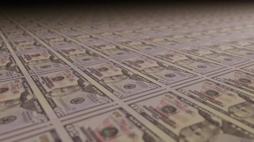 Seamless Fifty Dollar Bills Printing Loop