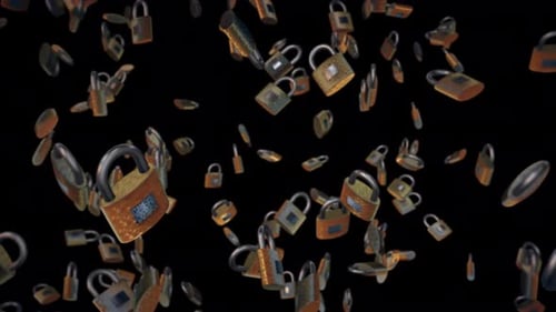 Padlock Falling, With Alpha Channel