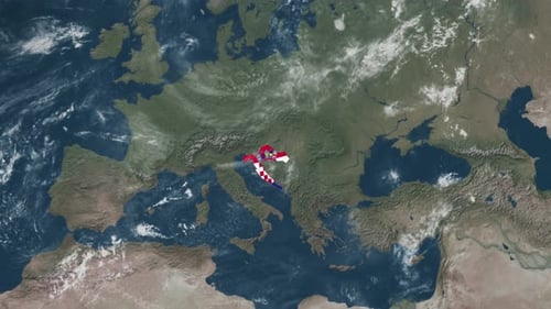 Realistic Earth Zoom to Croatia with National Flag Overlay