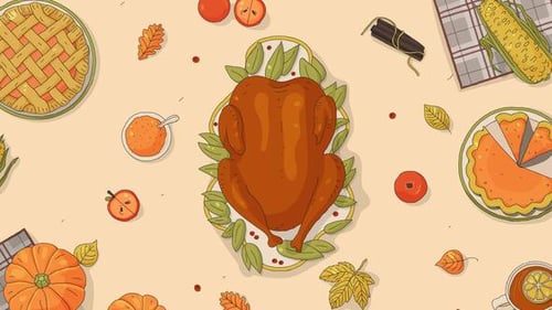 Animated Thanksgiving Dinner Logo Reveal