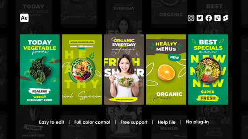 Animated Healthy Food Social Media Stories Pack