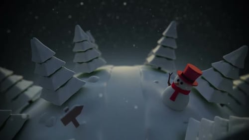 Festive 3D Snowman Winter Scene Christmas Animation