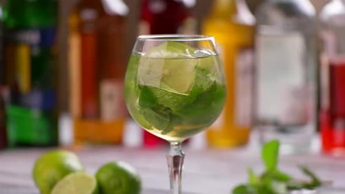 Refreshing Lime and Mint Cocktail Preparation