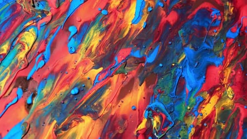 Peinture acrylique multicolore. Surface fantastique. Peinture colorée d'expérience abstraite. Vue de dessus