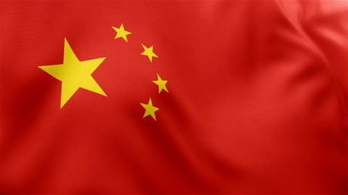 Chinese Flag Waving in Realistic Seamless Loop