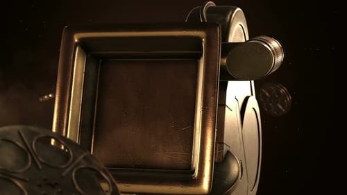 Vintage 3D Film Camera Rotating Seamless Loop Animation