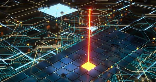 Placa de circuito e dados atuais, plano de fundo de dados.