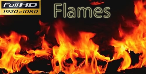 Dynamic Fire Flames Against Black Background