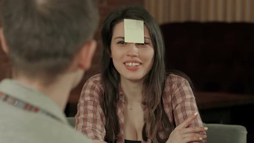 Young Company Play Funny Game Who I Am