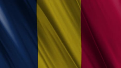 Waving Flag of Romania Seamless Loop Animation