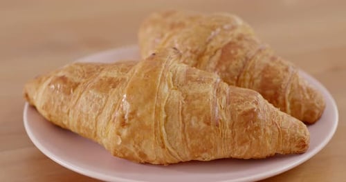Freshly Baked Croissants on a Plate