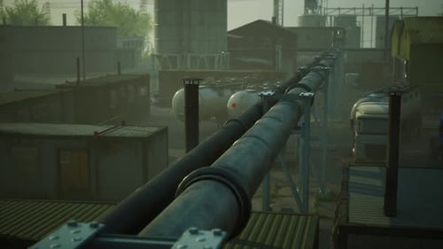 Industrial View at Oil Refinery Plant Form Industry Zone