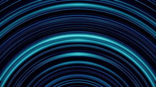 Glowing Blue Concentric Neon Arcs Tunnel Background