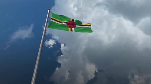 Dominica Flag Waving in Realistic 3D Loop Animation
